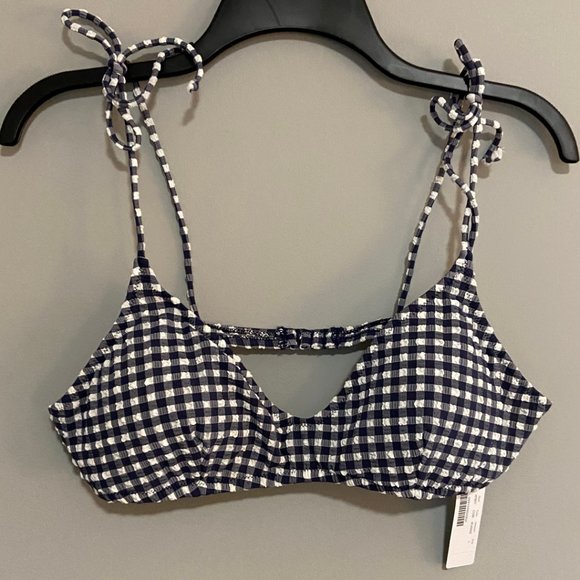 NWT J.Crew Shoulder-tie French Bikini Top Gingham - Picture 2 of 8